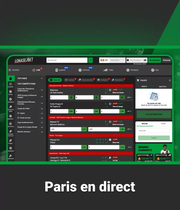 paris sportifs en direct sur Lonase Bet